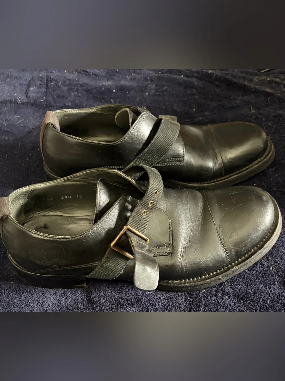 Miu Miu Black Leather Strap Loafers